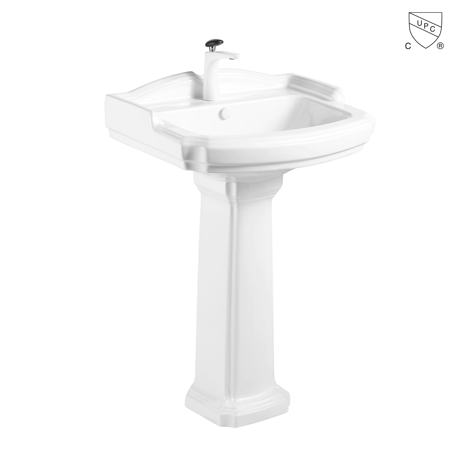 cupc certified iapmo listed csa approved backsplash bathroom two piece freestanding wash basin pedestal sink